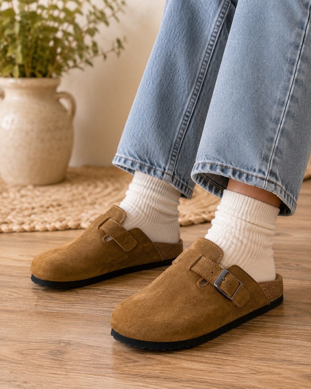 Meixamelle Brown Suede Cork Footbed Clogs EU 39 Women’s 8